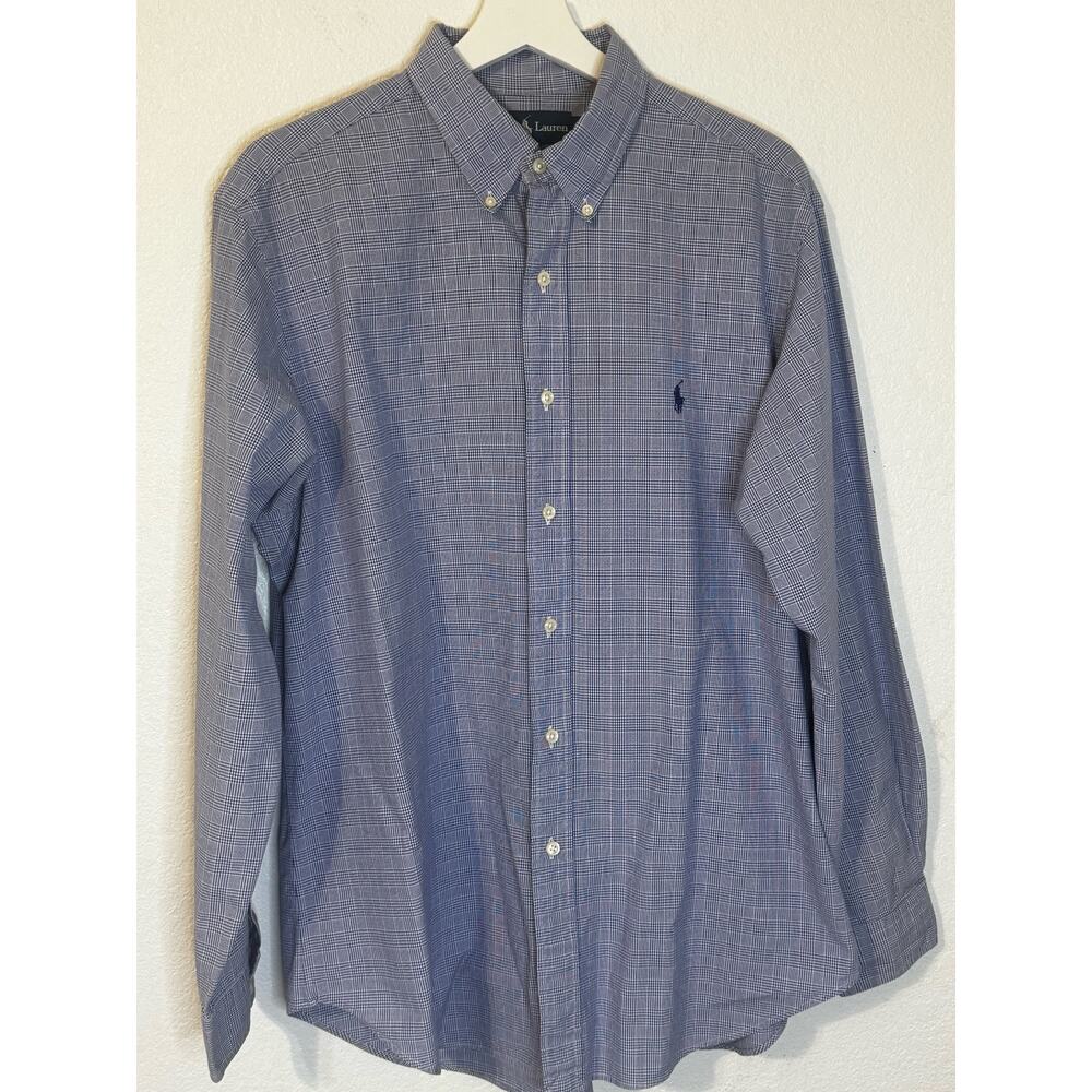 Polo Ralph Lauren Men's‎ Long Sleeve Shirt Size 16.5 Classic Fit Blue Plaid